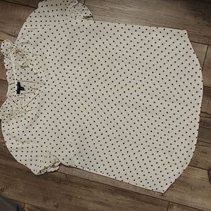 Talbots White with blue polka Dots Shirt Sm